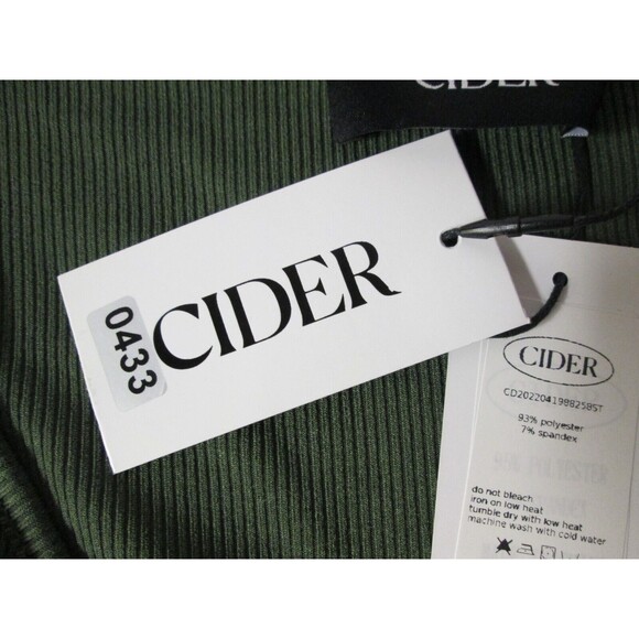 CIDER Green Crop Top M Front Knot Rib Knit Sleeveless Polyester Spandex 19-433 - Picture 6 of 9